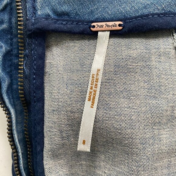 Free People Denim Flat Front Straight Pencil Stretch Mini Skirt,  Size 8 #324 - Picture 6 of 9